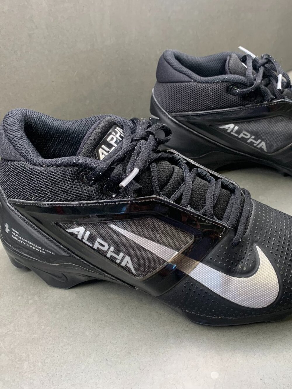 Nike Alpha Menace 4 Shark Football Cleats Black Silver Men's Size 9 FD7037-002